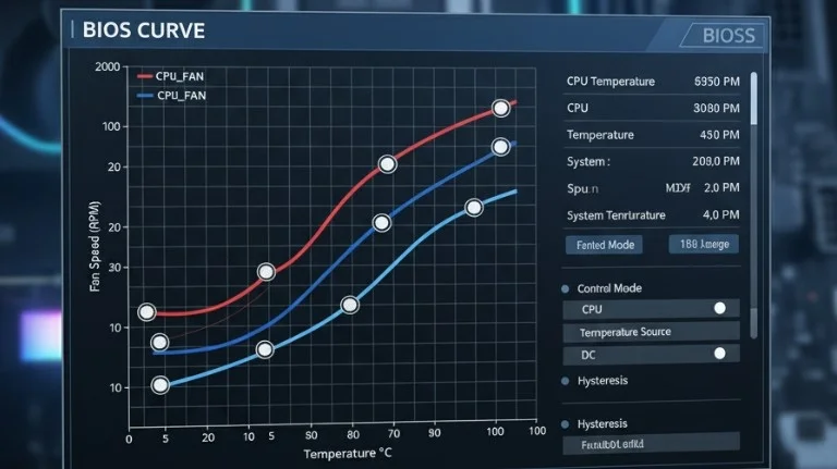 BIOS fan curve showing CPU vs system fan speed—Can you plug CPU fan into system fan header?