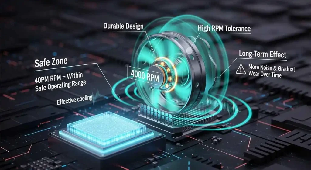 Image explaining Is 4000 RPM Too Low for CPU fan, considering cooling safety, noise, and long-term effects.