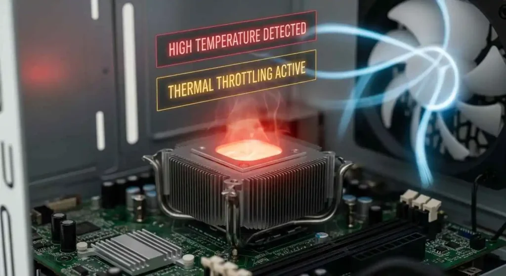 A CPU overheating and throttling issue showing why it’s important to reduce CPU usage while gaming.