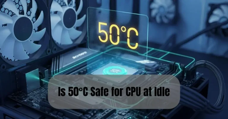 image showing a 50°C reading to answer if 50°C is safe for a CPU at idle.