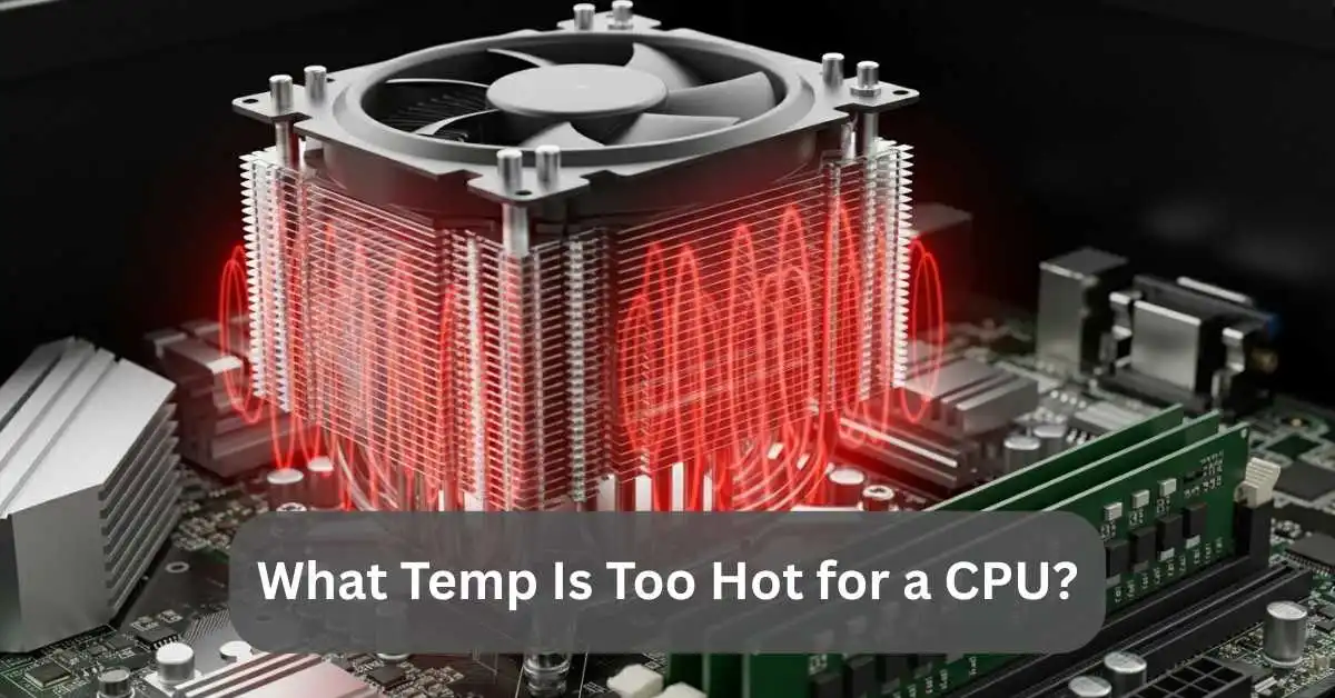 Real CPU on the motherboard with a heatsink and fan showing heat from the processor, illustrating what temp is too hot for a CPU