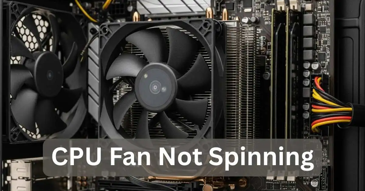Image showing a close-up of a CPU fan with visible internal components, highlighting causes of CPU fan not spinning.