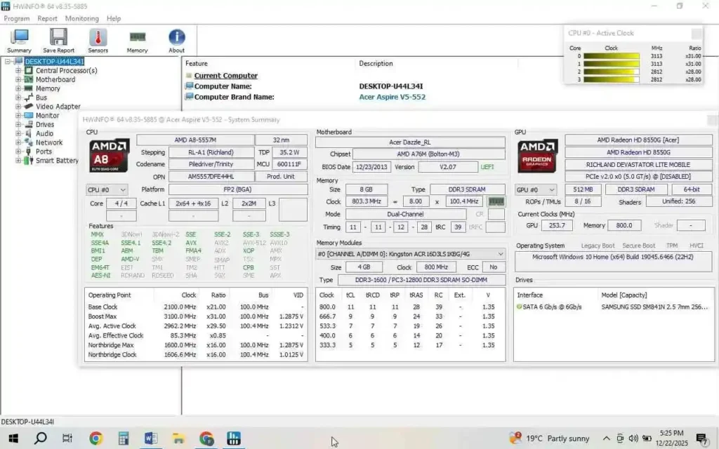  Real HWInfo screenshot showing detailed GPU health statistics and hardware monitoring.