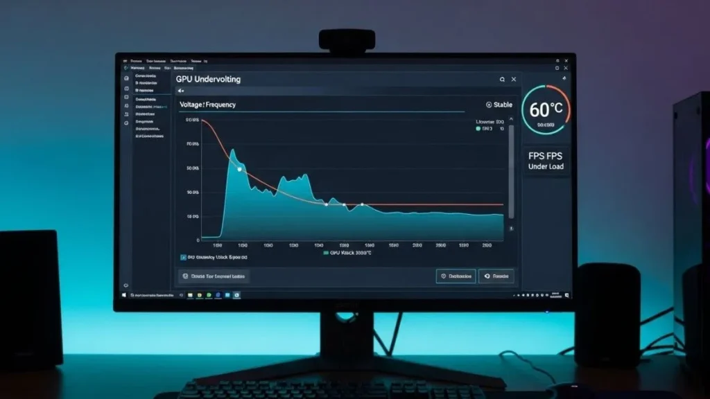 GPU undervolting example showing lower GPU temperature with stable performance during gaming.