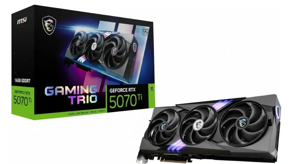 NVIDIA RTX 5070 Ti graphics card from MSI Gaming Trio series with Blackwell architecture