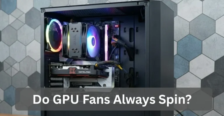 RGB gaming PC with visible graphics card and cooling fans, representing whether GPU fans always spin during normal use.
