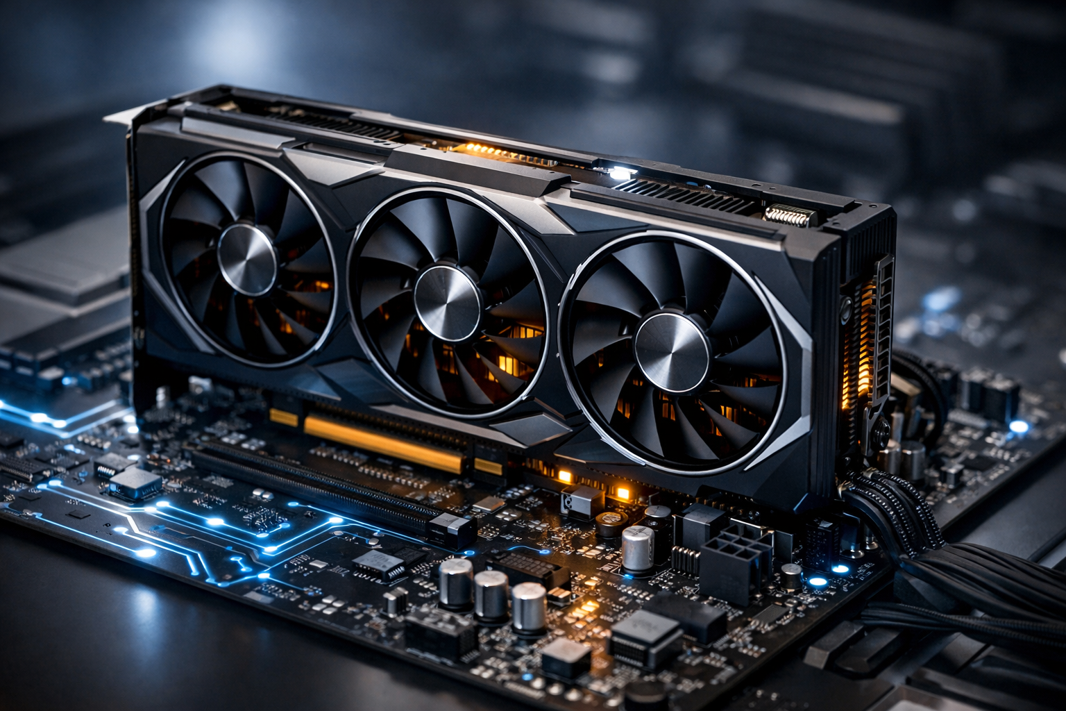 What Is A GPU explained with a modern graphics card installed on a motherboard, showing how visual processing improves system performance