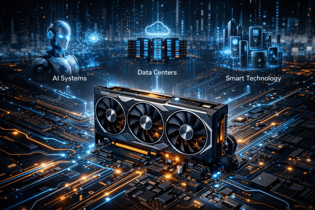 What Is A GPU future concept showing its role in AI, machine learning, and next-generation computing systems