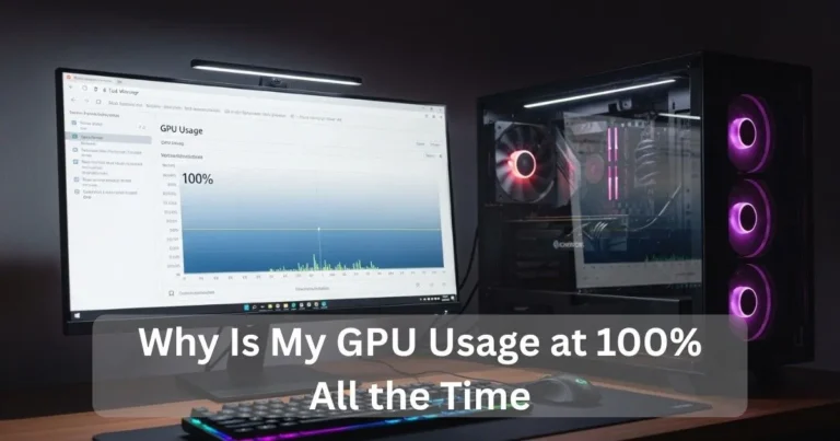 PC monitor displaying GPU usage at 100 percent